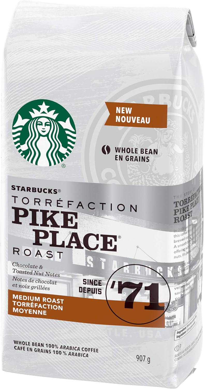 星巴克研磨咖啡混合，793 克 & 派克市场全豆中度烘焙咖啡，907 克