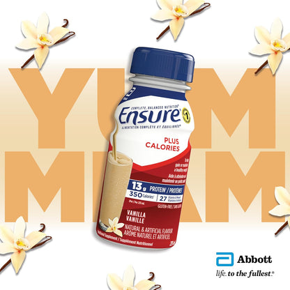 Ensure Plus Calories，营养补充奶昔，帮助健康增重或维持体重，香草味，6 x 235 毫升瓶装