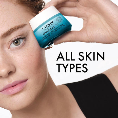 薇姿矿物89无香型面部保湿霜，为干性至中性肌肤补水，并搭配保湿精华液。蕴含透明质酸，适合敏感肌肤。