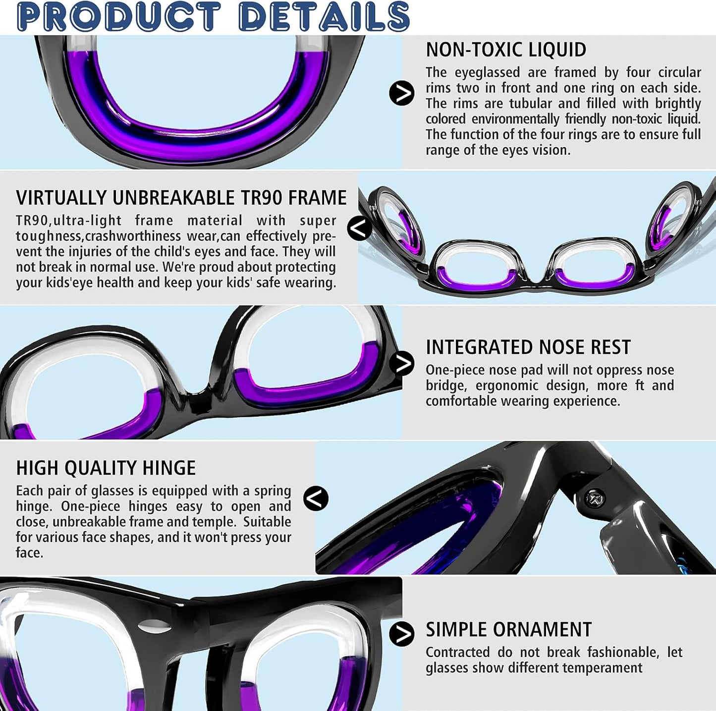 Hion 兒童防暈動病智慧眼鏡（適用於 3-8 歲兒童）– 超輕便攜緩解噁心液體眼鏡，可緩解暈車、暈機、暈船 – 兒童旅行/郵輪必備