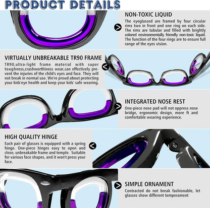 Hion 兒童防暈動病智慧眼鏡（適用於 3-8 歲兒童）– 超輕便攜緩解噁心液體眼鏡，可緩解暈車、暈機、暈船 – 兒童旅行/郵輪必備