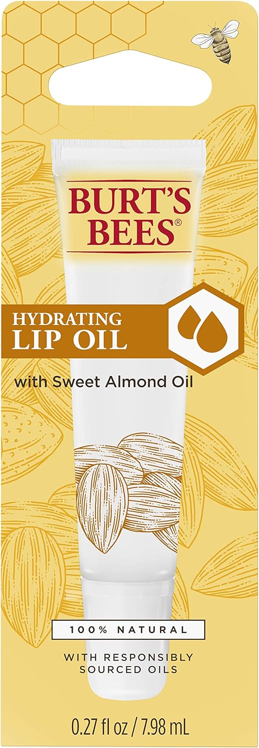 Burt's Bees 100% 天然保湿唇油，即时补水 - 甜杏仁油注入，1 包