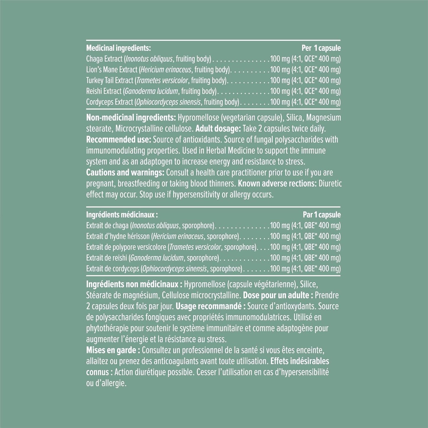 HEAL + CO. 超级蘑菇复合物 | 能量 + 免疫支持补充剂 | 5 种强效蘑菇提取物 - 白桦茸 + 猴头菇 + 火鸡尾菇 + 灵芝 + 冬虫夏草 | 120 x 500 毫克胶囊