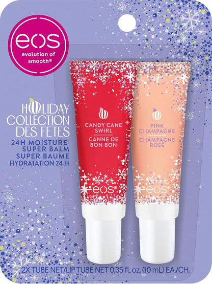eos Holiday Collection Candy Cane Swirl and Pink Champagne Super Balm, 20ml, 2 pack