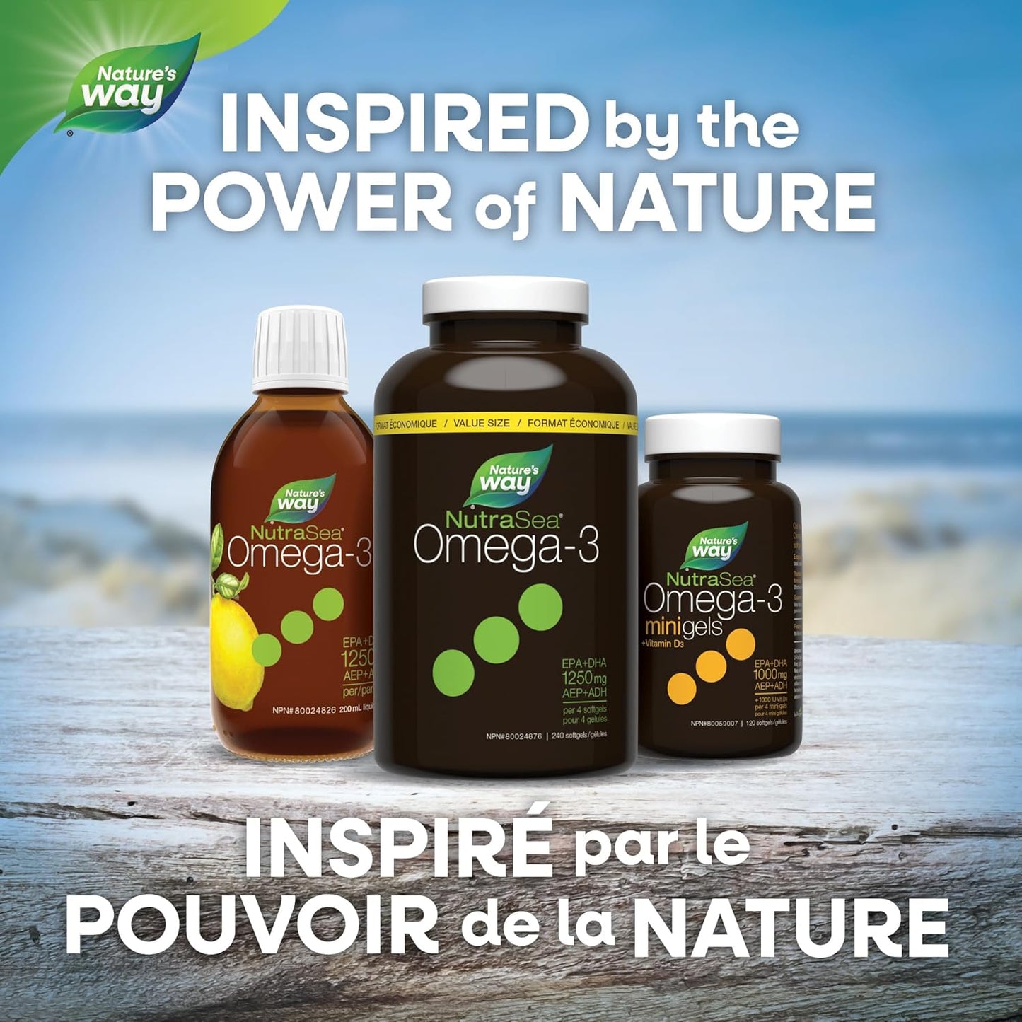 Nature's Way NutraSea Omega-3 补充剂软胶囊，柠檬味 - EPA 和 DHA 鱼油 - 支持 14 岁以上儿童和成人的心脏和大脑健康，240 粒软胶囊，超值装