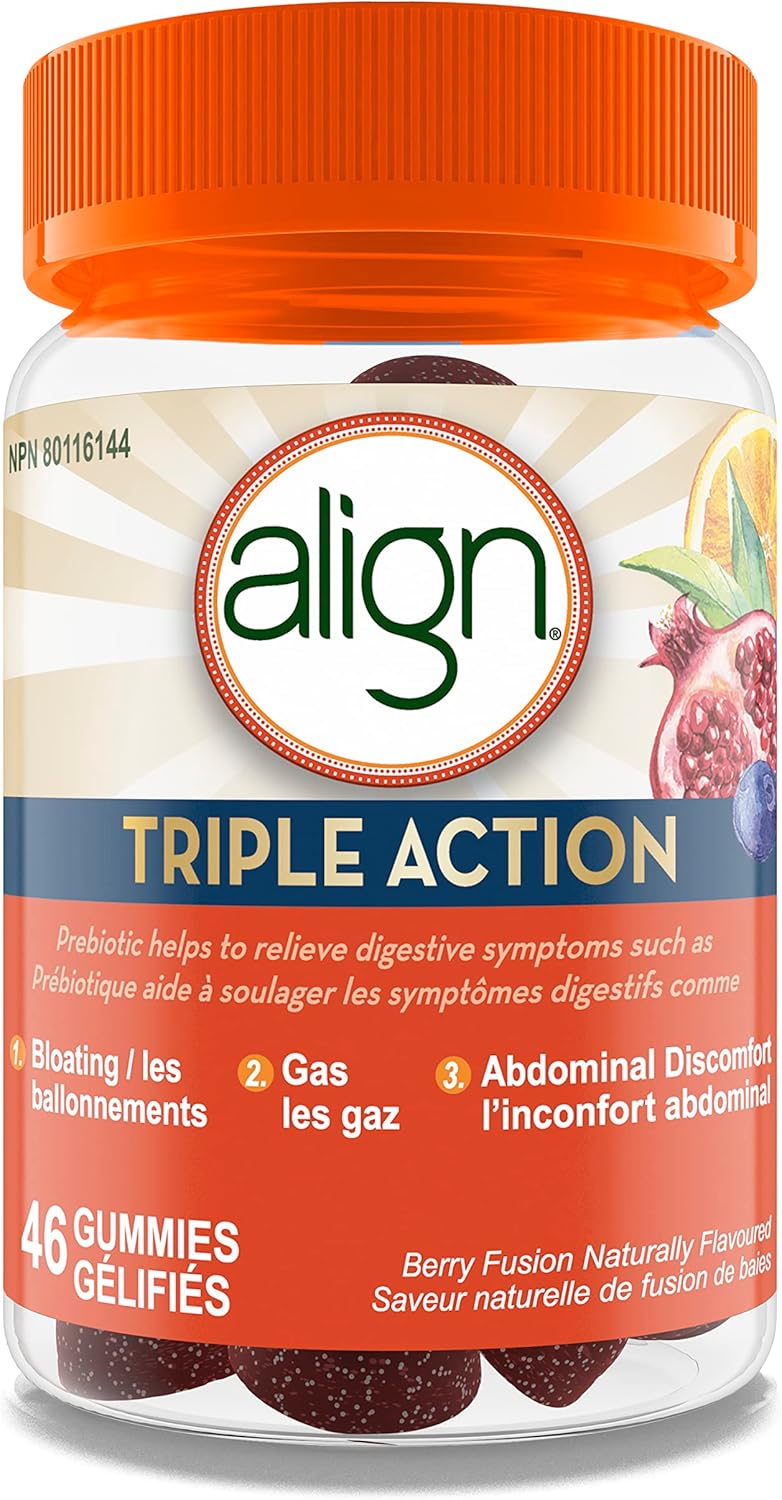 Align 三重功效软糖，男女适用益生菌补充剂，有助于缓解胀气、腹胀和腹部不适，46 粒软糖