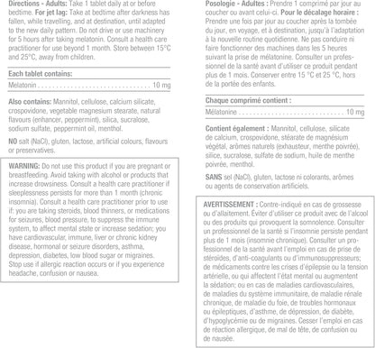 Jamieson 褪黑激素 10 毫克強效 - 薄荷味速溶片，60 片（1 包）