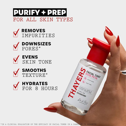 THAYERS Alcohol-Free Witch Hazel Rose Petal Face Toner Skin Care with Aloe Vera, Natural Gentle Facial Toner, for All Skin Types, Travel Format, 89mL