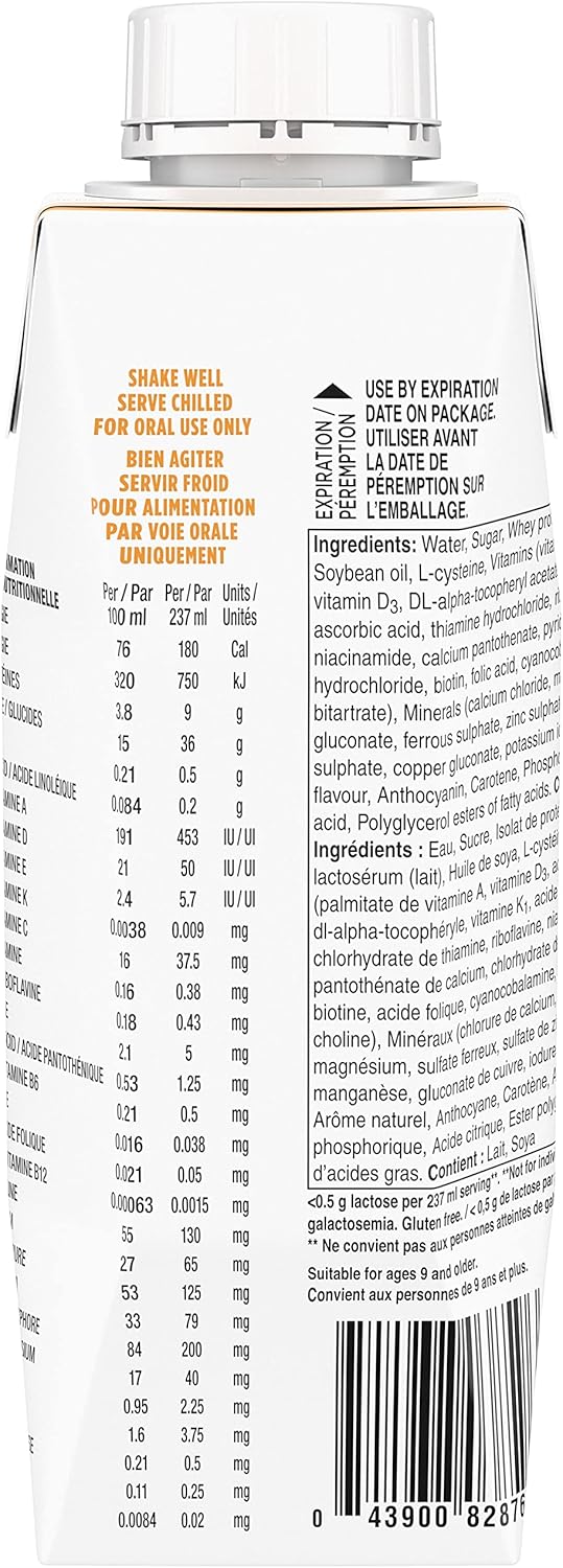 增强水果味饮料橙子和舒缓草莓猕猴桃营养饮料（237毫升，每瓶24支）