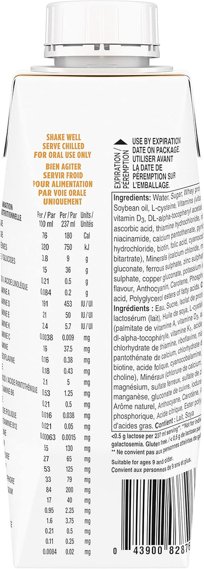 增强水果味饮料橙子和舒缓草莓猕猴桃营养饮料（237毫升，每瓶24支）
