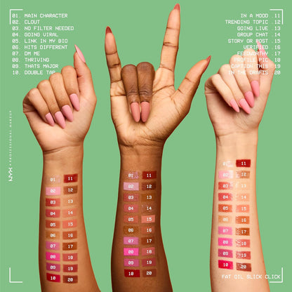NYX Professional Makeup Fat Oil Slick Click, Lip Balm, 12 HR Hydration, Infused With Nourishing Oils, High Shine Finish, Buildable Colour, Shade: Going Live (Clear)