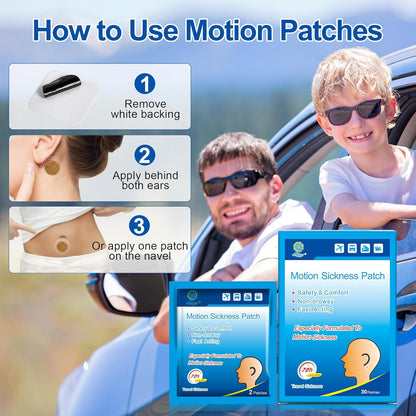 KONGDY 30片装晕车贴，适用于巡航、耳后晕船，不引起困倦