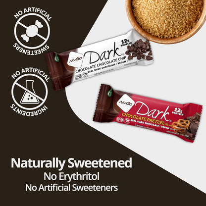 NuGo Dark Mocha Chocolate Protein Bar, 11g Vegan Protein, 200 Calories, Gluten Free, 12 Count