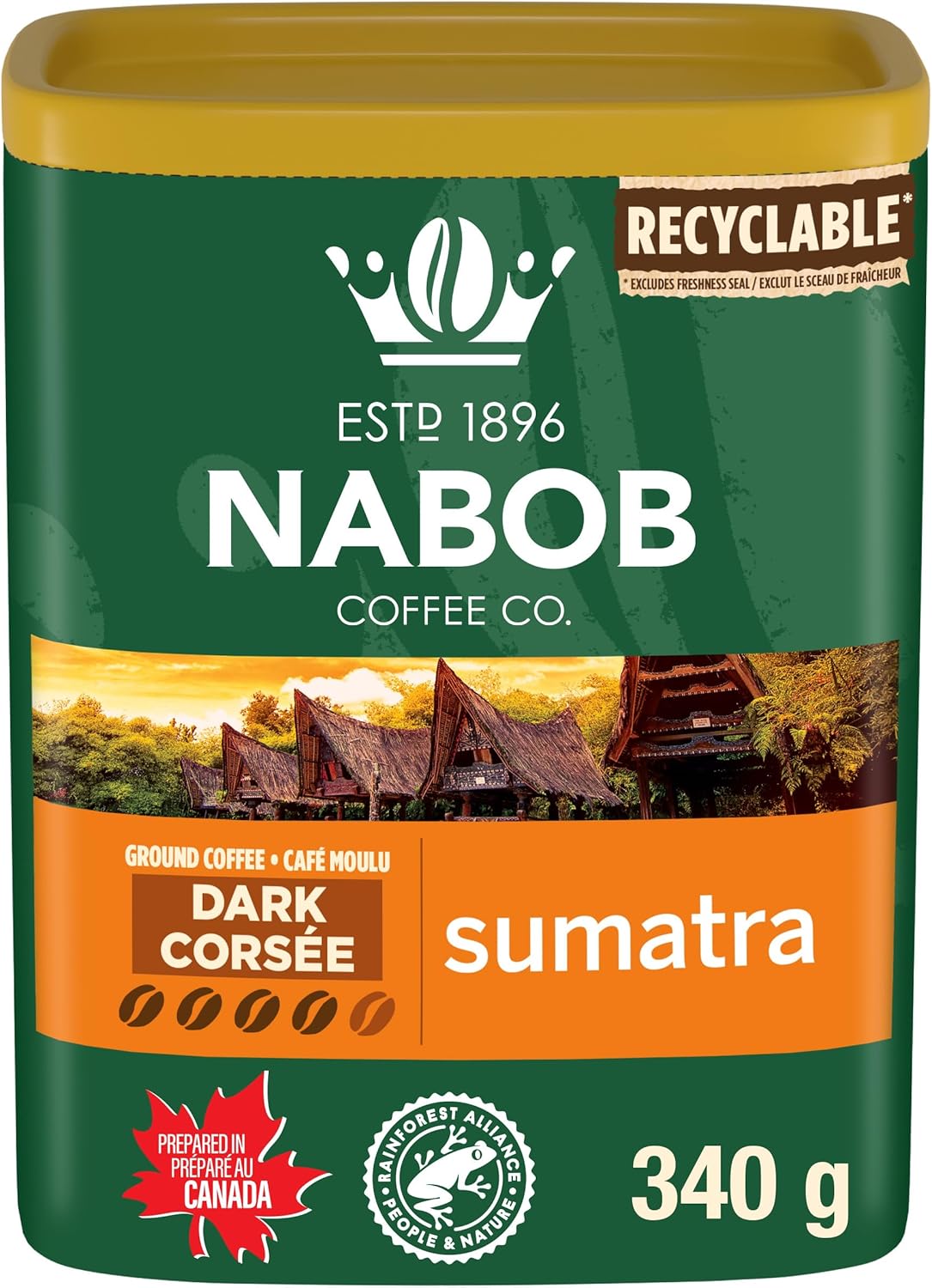 Nabob 深烘焙苏门答腊混合咖啡，340克罐装