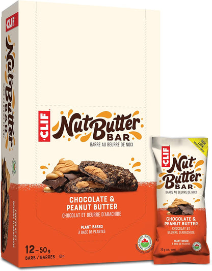 Nut Butter Bar - Organic Snack Bars - Chocolate & Peanut Butter - (50 Gram Protein Snack Bars, 12 Count)