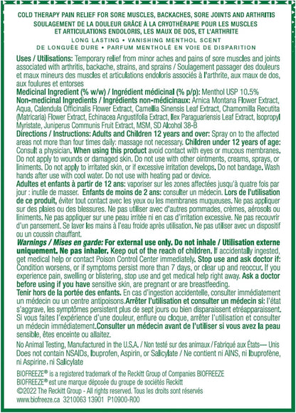Biofreeze, Spray, Penetrating Pain Relief for Sore Muscles, Arthritis, Backaches, and Sore Joints, Fast Acting, Long Lasting, Cooling Menthol Formula, Reach Difficult Areas, 89mL