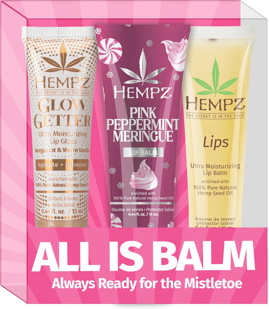 Hempz All is Balm Kit，3 件裝，潤唇膏，滋養唇部護理，限量版光澤，0.44 盎司