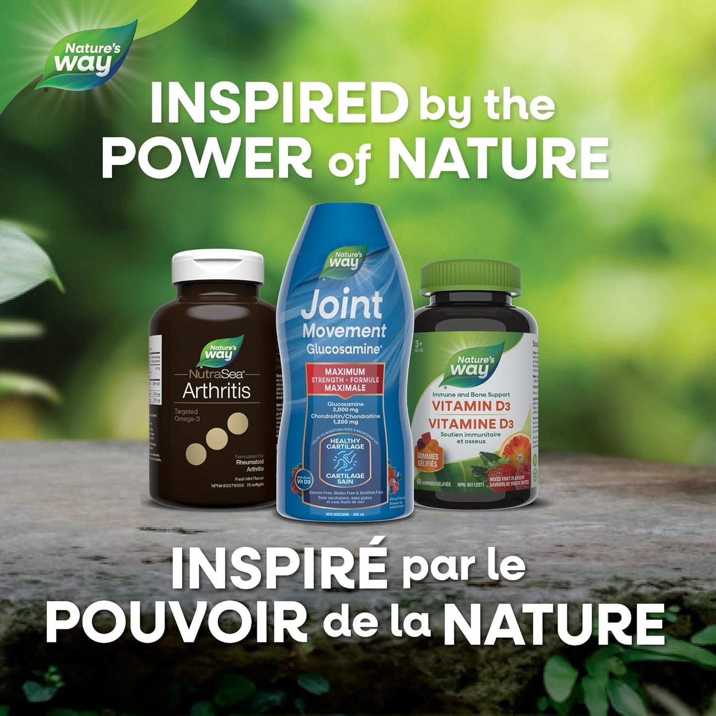 Nature's Way 关节运动葡萄糖胺 - 缓解关节疼痛的补充剂，含葡萄糖胺、软骨素、透明质酸、MSM 和维生素 D3 补充剂，支持骨关节炎，480 毫升（1 包）包装可能有所不同