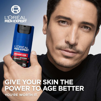 L'Oréal Paris Men Expert Power Age XXL 24 HR Hydrating Face Moisturizer for Men with Hyaluronic Acid & Vitamins, For Dry & Aging Skin, Fights Signs & Look of Aging, 100 mL