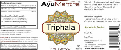 AyuMantra TriphalaTablets 阿育吠陀健康消化天然缓解片 1000 毫克/份 90 片