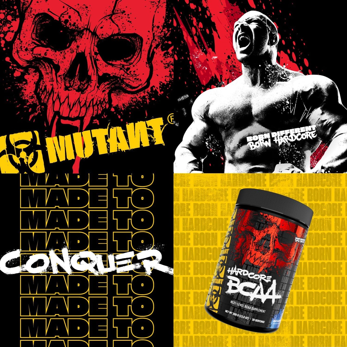 MUTANT HARDCORE BCAA - 運動前、運動中或運動後 - BCAA 更高等級的支鏈胺基酸補充劑 - 補水 + 恢復 - 30 份 - 桃色