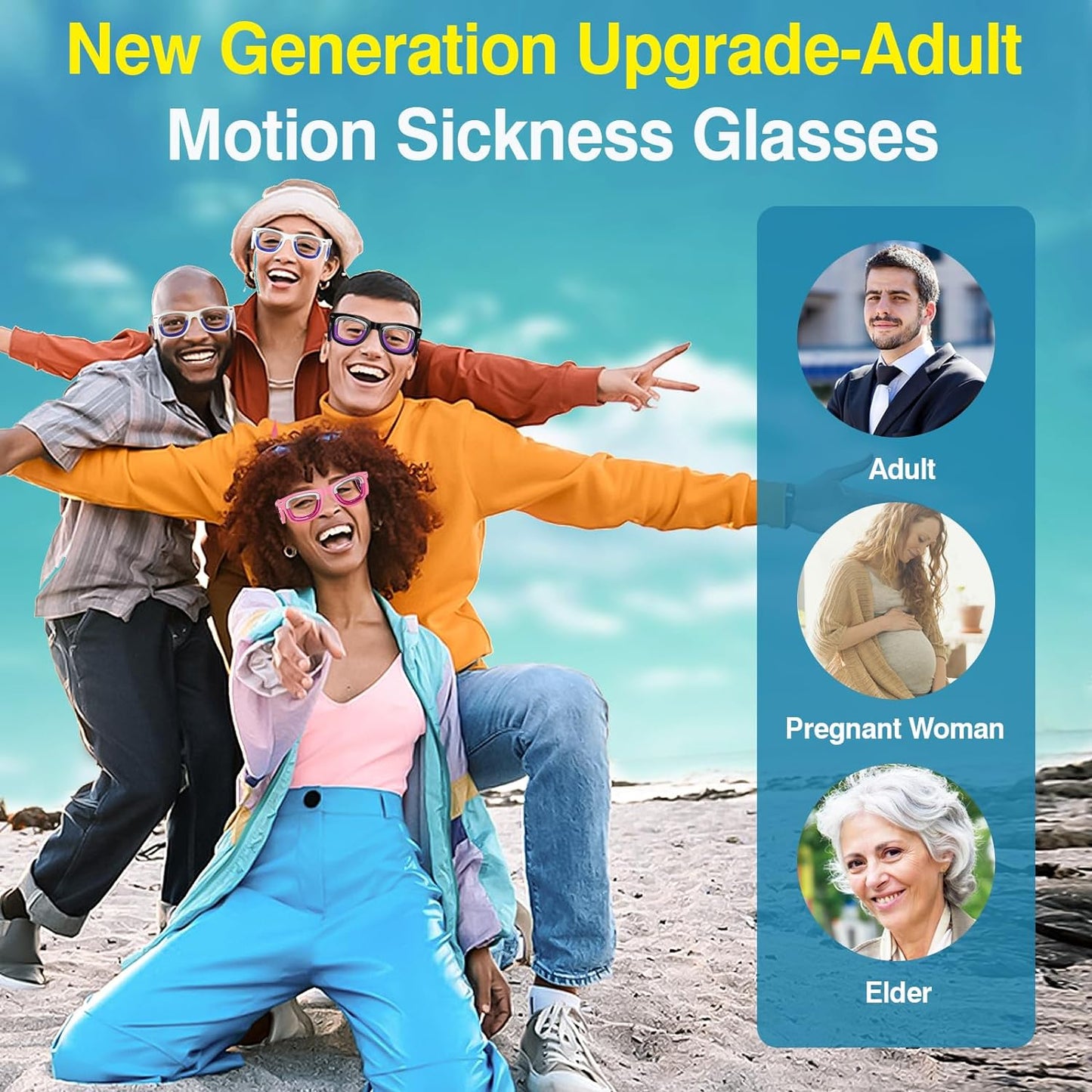 Hion 成人防暈動病智慧眼鏡，超輕便攜緩解噁心液體眼鏡，暈車暈機暈船眼鏡，旅行/巡航必備