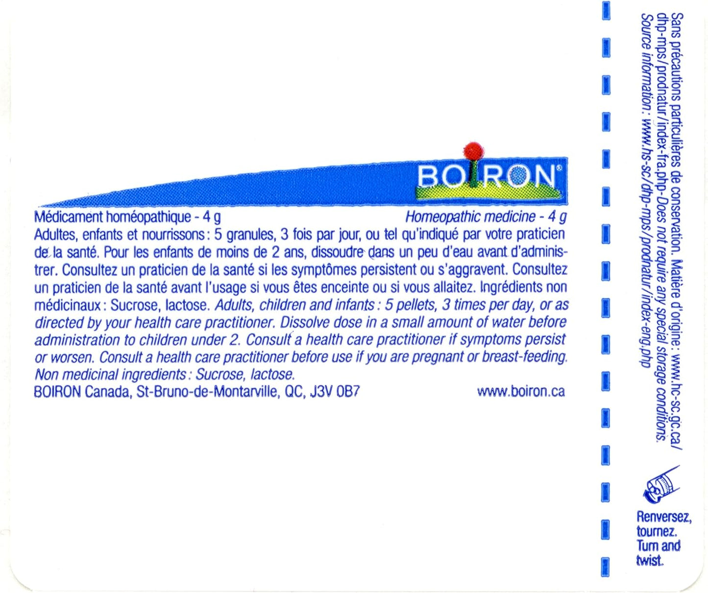 Boiron Hepar sulfuris calcareum 6ch，顺势疗法药物。每管含4克（约80粒）