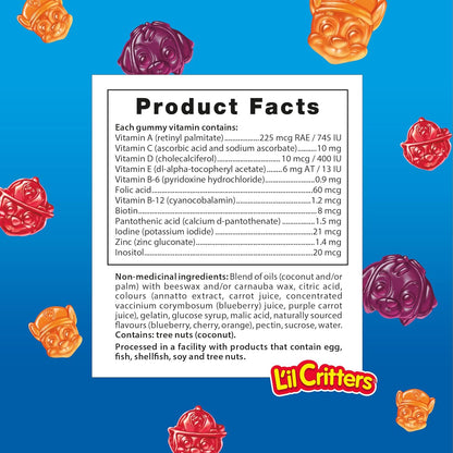 L'il Critters Paw Patrol 儿童复合维生素软糖，11 种必需营养素，天然色素和 5 种美味口味，190 粒（3 个月用量），包装可能有所不同