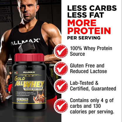 ALLMAX Nutrition - AllWhey Gold - 100% 乳清蛋白 + 优质乳清分离蛋白 - 香草味 - 5 磅