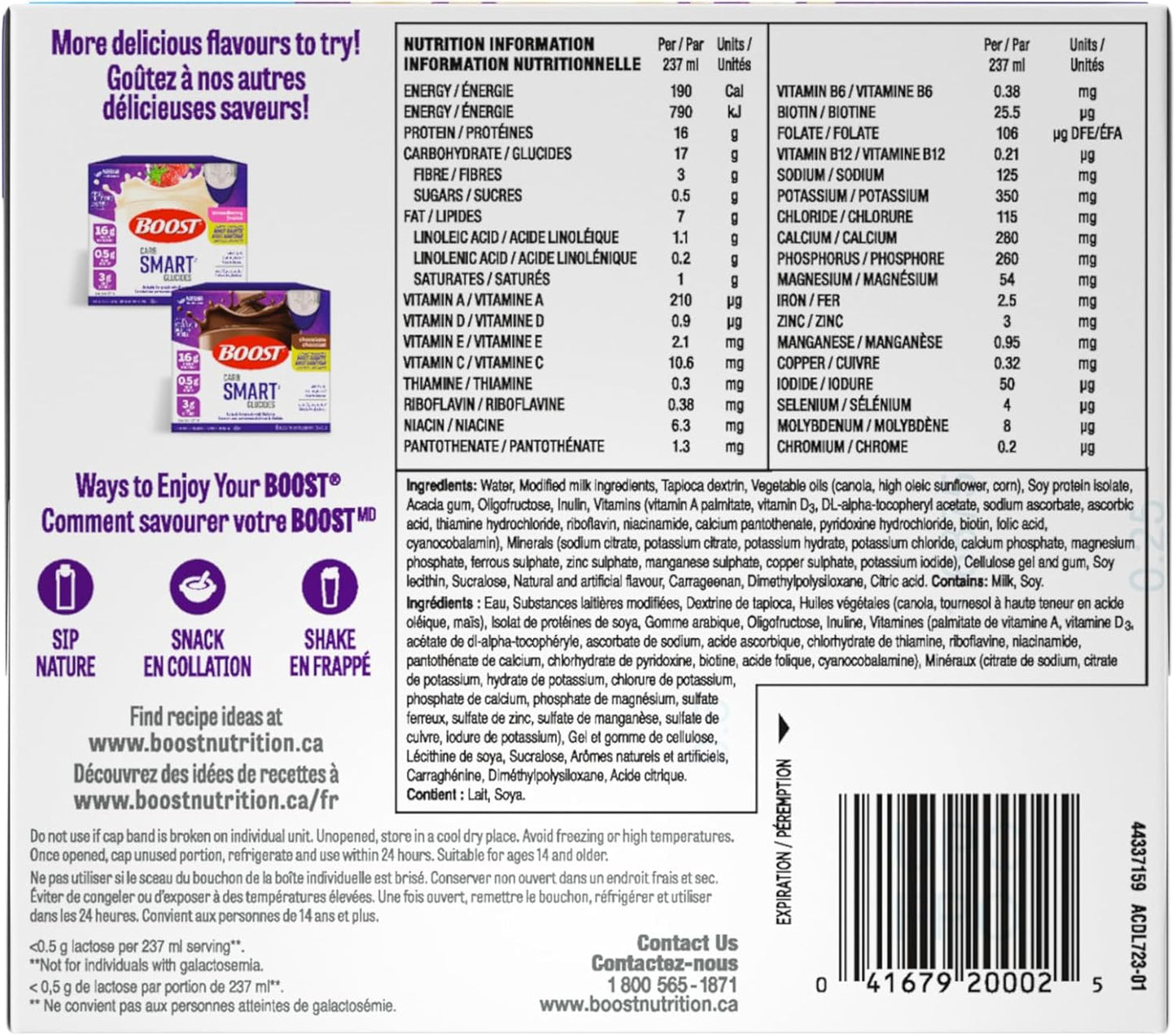 BOOST CarbSmart 香草味，高蛋白，低糖，24 种维生素和矿物质，营养补充剂，16 克蛋白质，0.5 克糖，犹太洁食，无麸质，适合糖尿病患者，24 瓶，6 公斤
