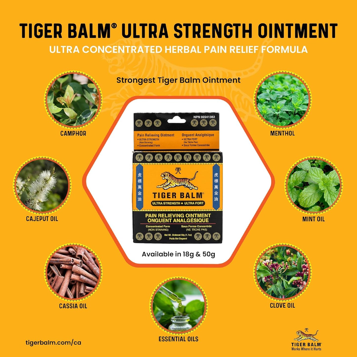 Tiger Balm Ultra Strength Pain Relieving Ointment 18g – Superior Relief for Joint and Muscle Strains - Non-staining - Tiger Balm's Strongest Concentration for Joint and Muscle Pain