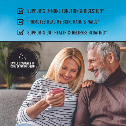 Collagen Powder + Probiotics Supplement | Made in Canada | Grass Fed Hydrolyzed Type 1 & Type 3 Collagen Peptides | Hair, Skin, Nails & Gut Health Support | 7000mg Per Serving | 210g, 1 Month Supply