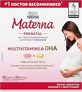 MATERNA 產前複合維生素（含 DHA）組合裝，片劑和軟膠囊，100% 葉酸每日建議攝取量，127 克