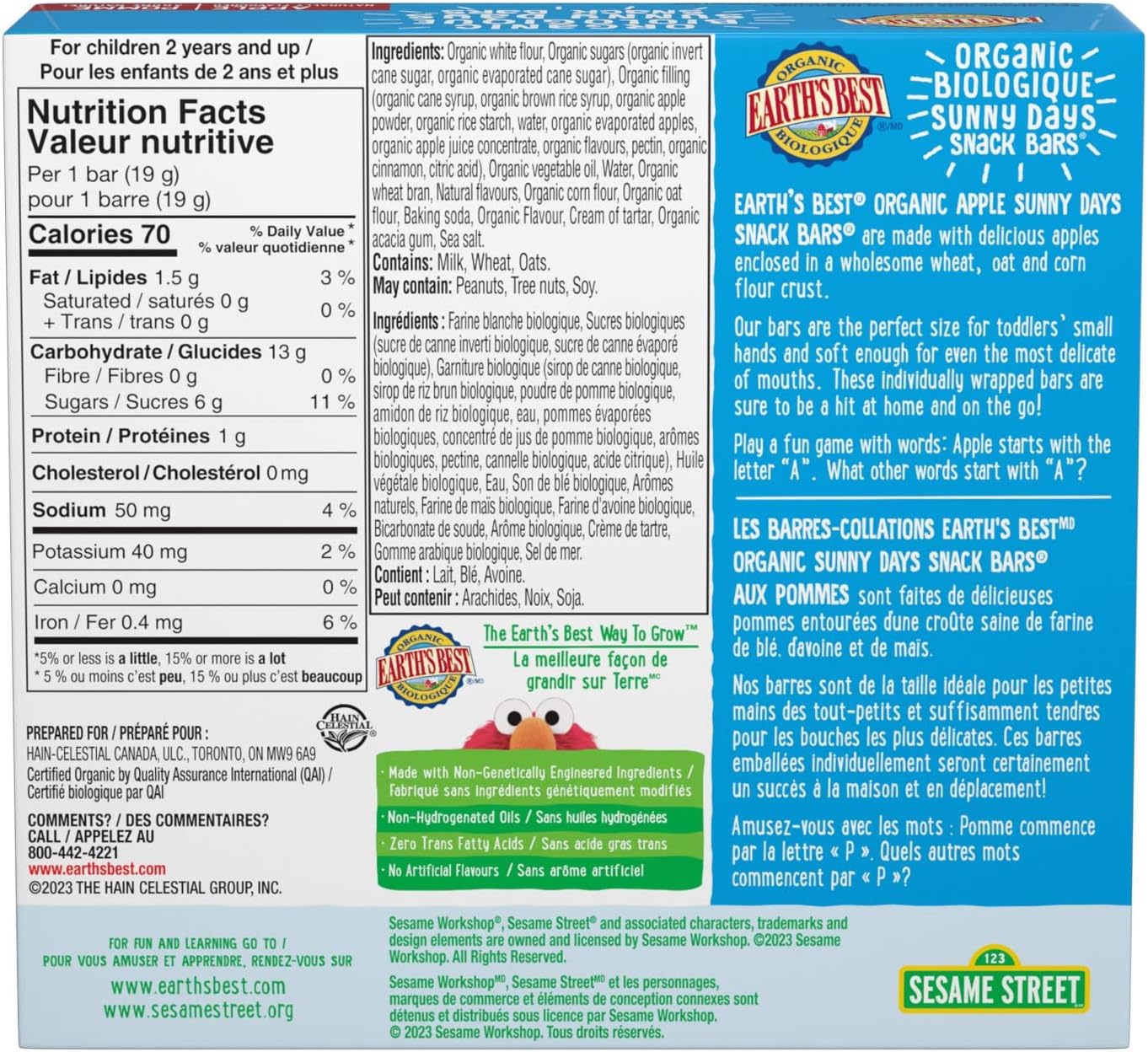 Earth's Best Snack Bars, Apple Sunny Day Bars, 7 Count Box (Pack of 6)