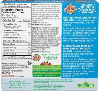 Earth's Best Snack Bars, Apple Sunny Day Bars, 7 Count Box (Pack of 6)