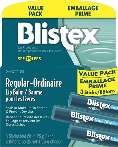 Blistex Regular Lip Balm Value Pack 3 count & Mint Lip Balm Twin Pack 2 count