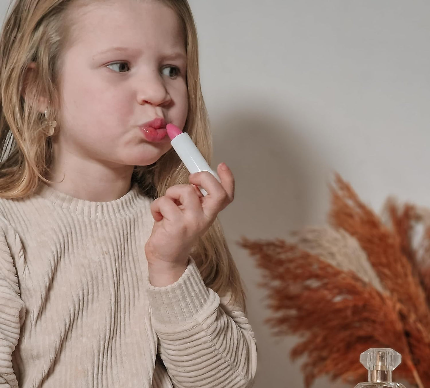 Miss Nella Nail Polis + Lip Balm set- Special Peach Glitter Nail Polish for Kids- PEACH SLUSHIE, with Peel-off, Water Based & Odour Free Formula + BUTTER CHEEKS pink hypoallergenic lip balm