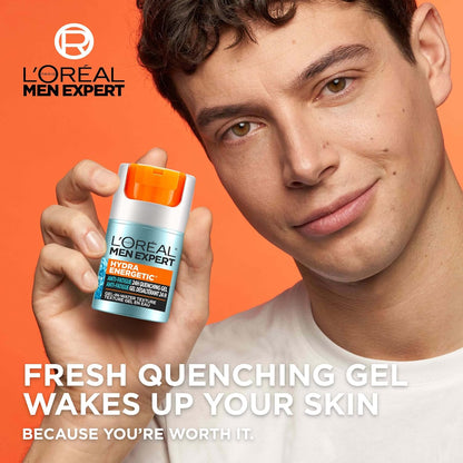 L'Oréal Paris Men Expert Anti-Fatigue 24H Moisturising Gel, Anti Shine & Oil Control Daily Moisturizer for Men, Hydra Energetic, 50ml