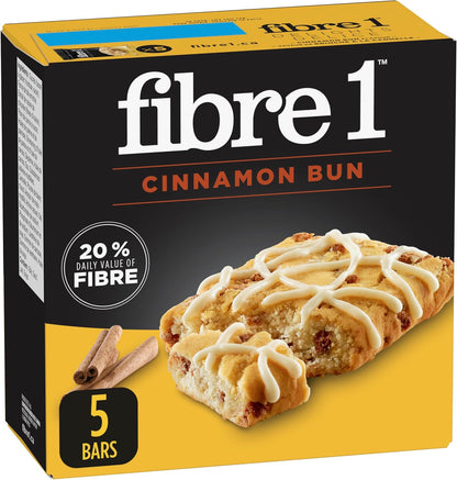 FIBRE 1 Delights 肉桂卷风味棒，天然口味，零食棒，5 包肉桂卷棒