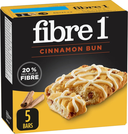 FIBRE 1 Delights 肉桂卷风味棒，天然口味，零食棒，5 包肉桂卷棒