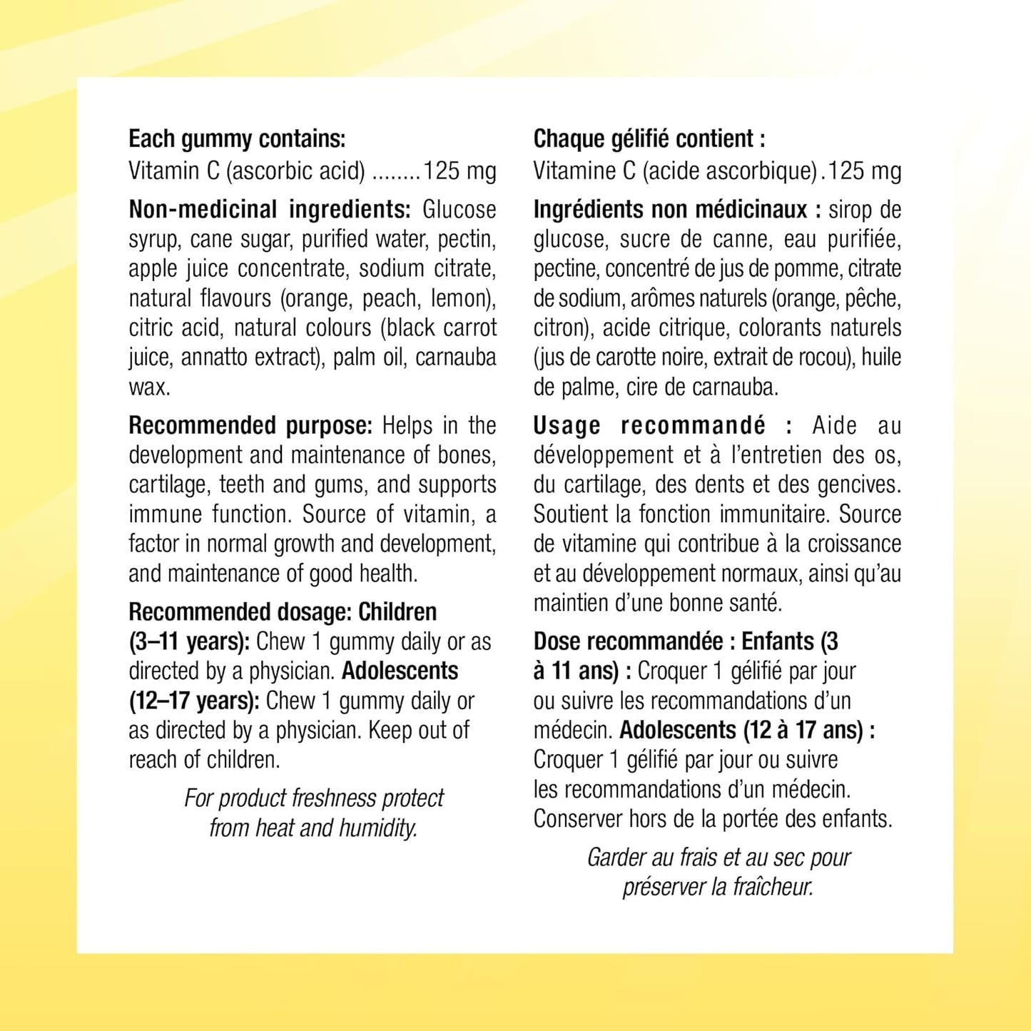 韋伯天然芝麻街超級維生素 C 兒童軟糖，180 粒軟糖，每粒含 125 毫克維生素 C，適合 3 歲及以上兒童