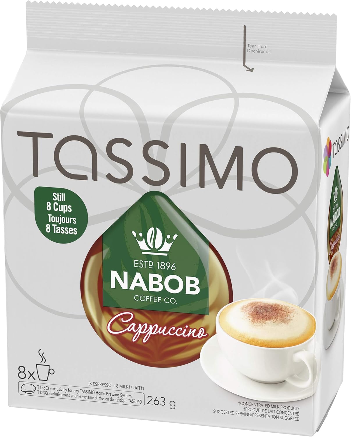 Tassimo Nabob Café Crema 咖啡单份 T 盘，110 克 & Tassimo Nabob 卡布奇诺咖啡单份 T 盘，263 克