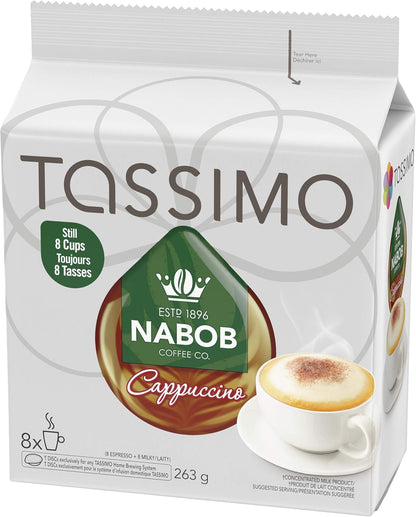 Tassimo Nabob Café Crema 咖啡单份 T 盘，110 克 & Tassimo Nabob 卡布奇诺咖啡单份 T 盘，263 克