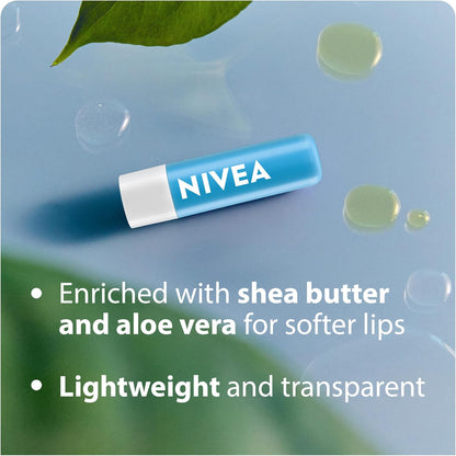 NIVEA Hydro Care Lip Balm, (2 X 4.8g) | Made with Aloe Vera & Shea Butter, 24H Hydration, Transparent