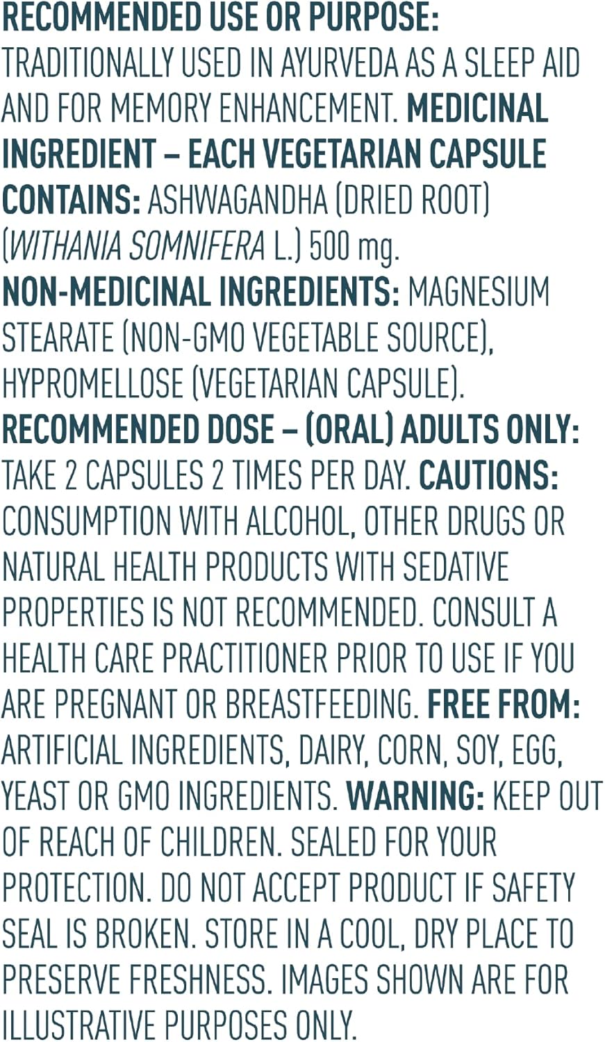 Organika 加拿大制造南非醉茄 - 缓解压力、助眠、改善情绪、平衡甲状腺和血糖 - 60 粒素食胶囊