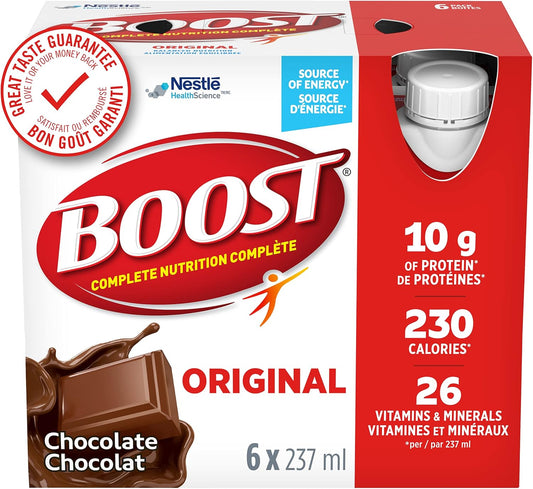 BOOST Original Meal Replacement Drink, Chocolate, 6x237ml, Case Pack of 4, Packaging May Vary & Original Meal Replacement Drink, Choc Latte, 6x237ml, Case Pack of 4, Packaging May Vary