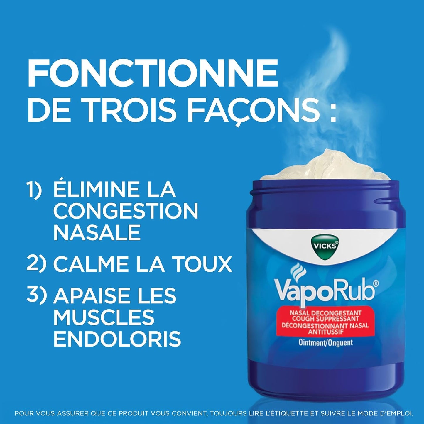 Vicks VapoRub 鼻塞緩解劑，止咳藥，緩解感冒、疼痛和疼痛，胸部按摩膏，原味，100 克/115 毫升