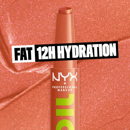 NYX PROFESSIONAL MAKEUP, Fat Oil Slick Click, Balm in a stick, Infused with nourishing oils, High shine finish - No Filter Needed (Shimmery Pink)