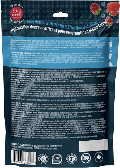 Organika Replenish Electrolytes Powder - Dehydration Relief and Isotonic Electrolyte Powder For Adults, Berry Blast Flavour,Free from Artificial Preservatives, Sweeteners and Colours - 6.5g x 20 sachets