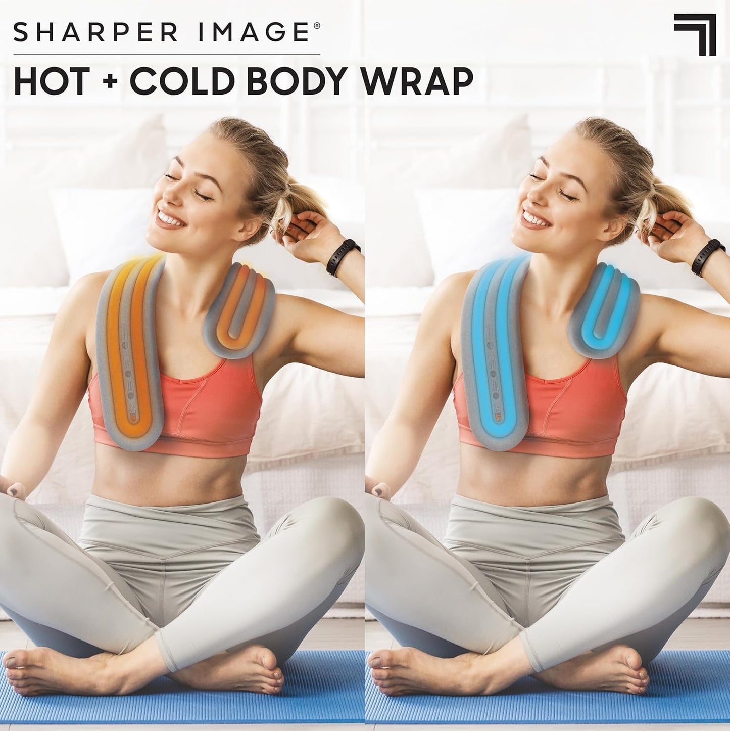 Sharper Image Compression Wrap with Removable Hot & Cold Gel Pack, Easy Adjust Straps, Multi-Area Design for Use on Elbows, Knees, Back, Stomach & More, Enhanced Pain Relief & Recovery Post-Workout
